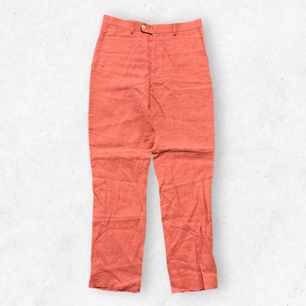 Lauren Ralph‎ Lauren Pink/Orange Linen Crop Pants Women's Size 30W Dry Clean